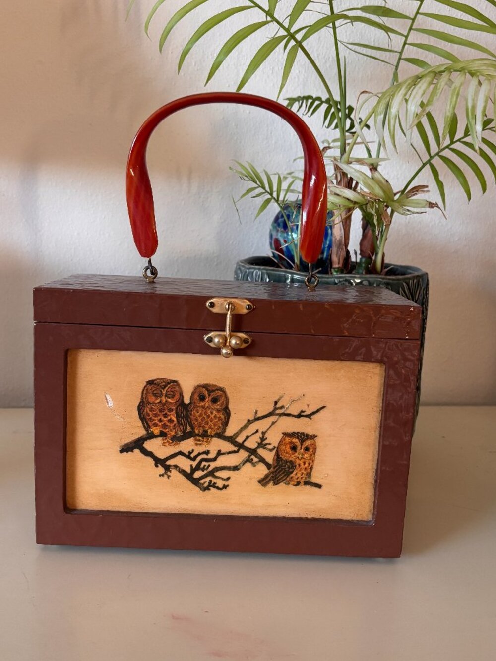 Vintage Owl Decoupaged Box Purse